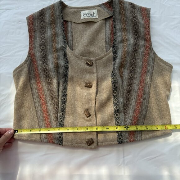 Rare Vintage Women Cooyah Boho Vest Wood Buttons Jamaican Approximately Small - Picture 11 of 12